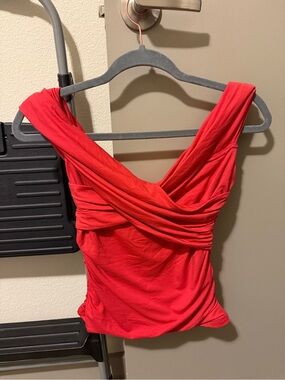 Red Off the Shoulder Abercrombie Top